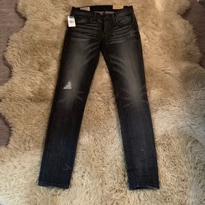 Dark wash distressed polo jeans